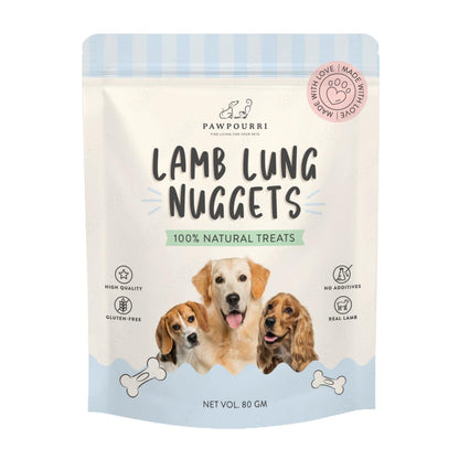 PAWPOURRI Made with 100% Natural Lamb Lung Nuggets Treats Suitable for All Sized Dogs & Breeds (Lamb Lung Nuggets)