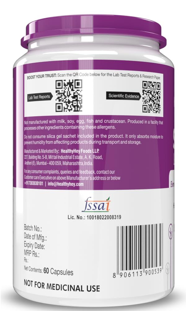 Zephivo HealthyHey Nutrition Selenium Capsules 40mcg - Superior Absorption - 60 Vegetarian Capsules

