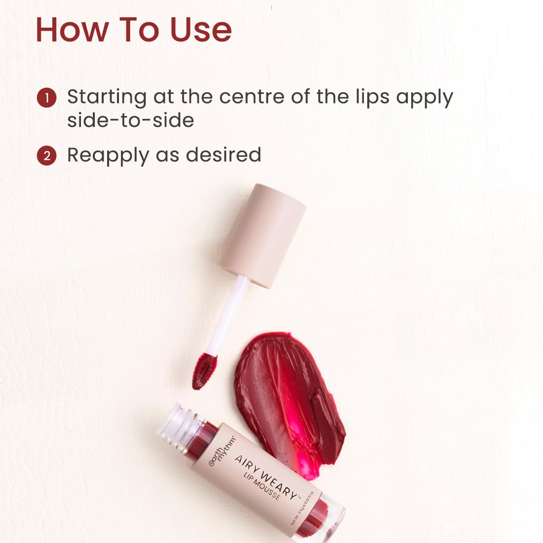 Earth Rhythm Airy Weary Lipstick – Eroso | Moisturize Dry chapped Lips,Matte Finish | Hyaluronic Acid, Jojoba Seed Oil, Lotus extract – 3.5g