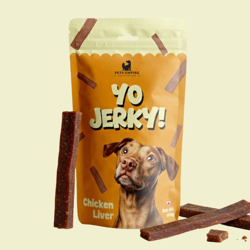 PETS EMPIRE Yo Jerky Chicken Liver Dog Treats, 100g | High Protein Soft Chew Snacks for Dogs | Made with Real Chicken & Sweet Potato | Grain-Free, HealthyR Eward for Puppies & Adult Dogs