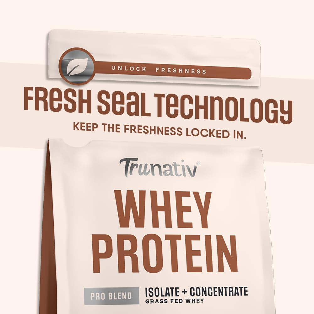 Trunativ Pro Blend Whey Protein Powder Isolate & Concentrate | 100% Light & Clean Protein Powder | 26g Protein | 6g BCAA | 12.52g EAA | No added sugar | Coffee Mocha 2lbs (907g)