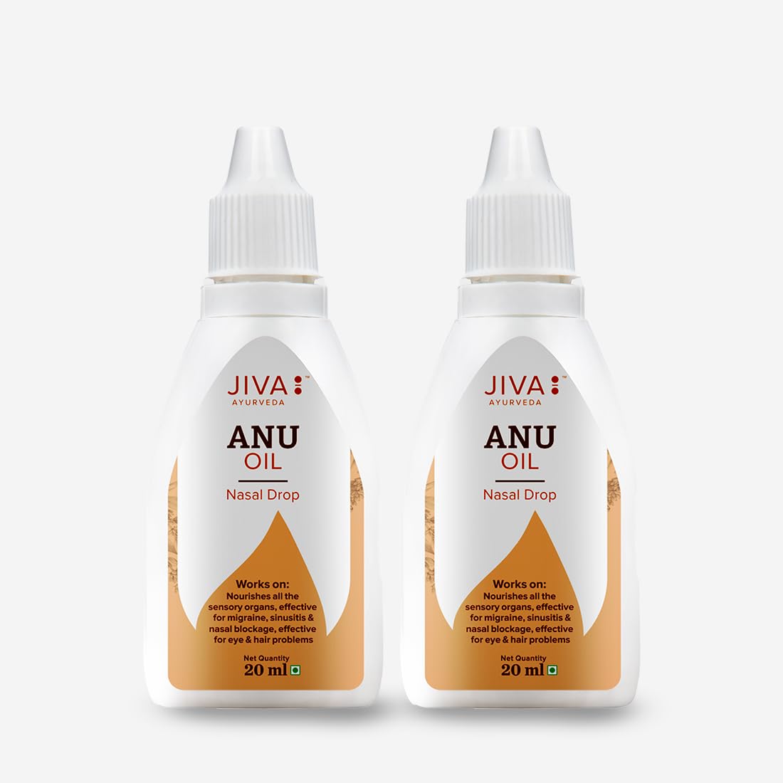 Jiva Anu Oil 20ml | 100% Ayurvedic Formulation | Clears blocked Channels Of Nasal Passage | Prevents Hair Loss & Graying | Helps With Heahache, Migrane & Sinus Disease (Pack of 2)