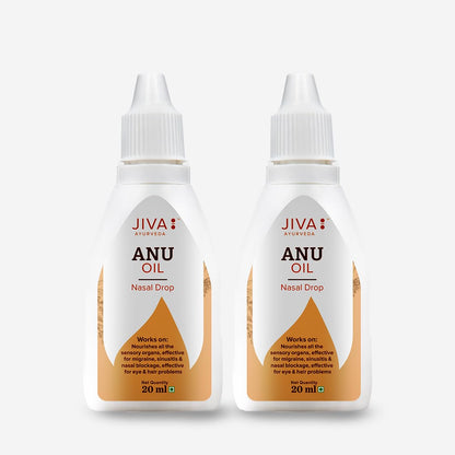 Jiva Anu Oil 20ml | 100% Ayurvedic Formulation | Clears blocked Channels Of Nasal Passage | Prevents Hair Loss & Graying | Helps With Heahache, Migrane & Sinus Disease (Pack of 2)
