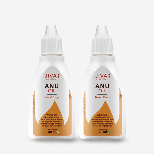 Jiva Anu Oil 20ml | 100% Ayurvedic Formulation | Clears blocked Channels Of Nasal Passage | Prevents Hair Loss & Graying | Helps With Heahache, Migrane & Sinus Disease (Pack of 2)