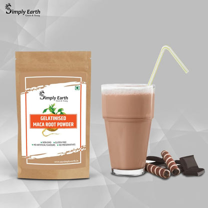 Simply Earth Gelatinised Peruvian Yellow Maca Root Powder, Organic Herbal Supplement | Improves Energy And Stamina | Good For Men And Women - 75 GMS