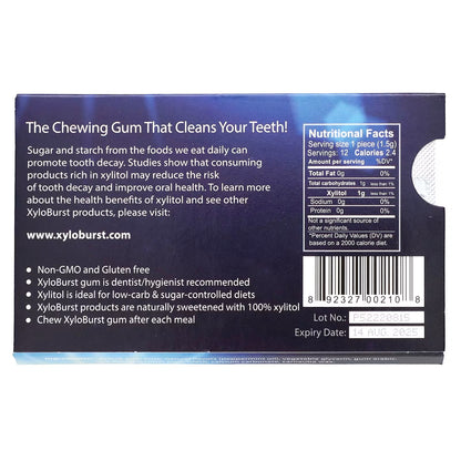 XyloBurst Gum | Xylitol Chewing Gum | Sugar Free, Gluten Free, Keto Friendly | Aspartame Free Gum For Oral Health | Peppermint | 12 Pieces, Pack of 1