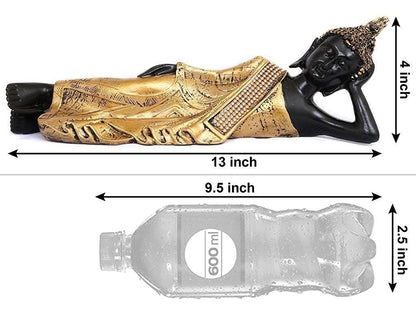 Polyresin Lord Buddha Idol (33.01 cm x 10.16 cm x 10.16 cm, Golden and Black)