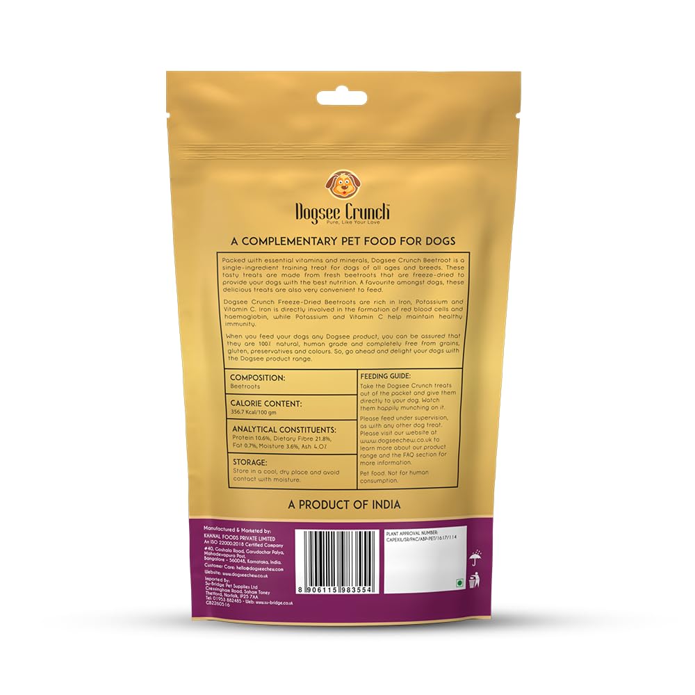 Dogsee Crunch Beet Training Treats for Dogs 10g Real Beets | Help Boost Immunity | Single-Ingredient Training Treats