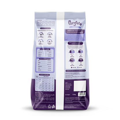 Purrfeto Kitten Dry Cat Food | Chicken & Rice | 1.2 kg |40% Reduction in Urinary Tract Diseases | Promotes Brain & Vision Development | Enhances Immunity |Improves Digestive Health