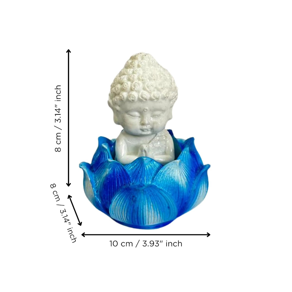 Blue Lotus Baby Buddha Statue Showpiece for Home Décor | Living Room, Bedroom, Office & Car Dashboard