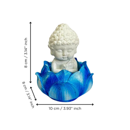 Blue Lotus Baby Buddha Statue Showpiece for Home Décor | Living Room, Bedroom, Office & Car Dashboard