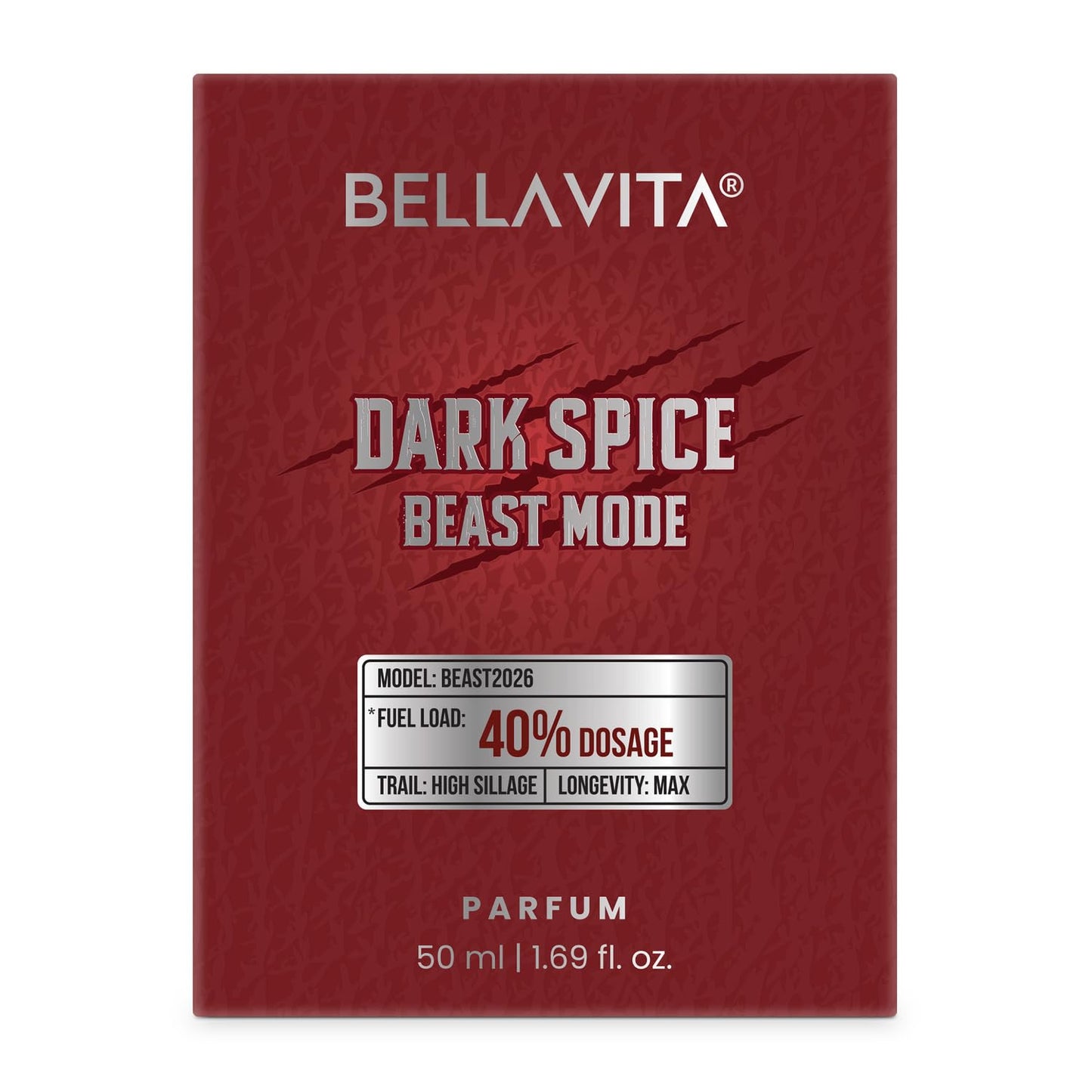 Bellavita Dark Spice Beast Mode parfum packaging on a white background