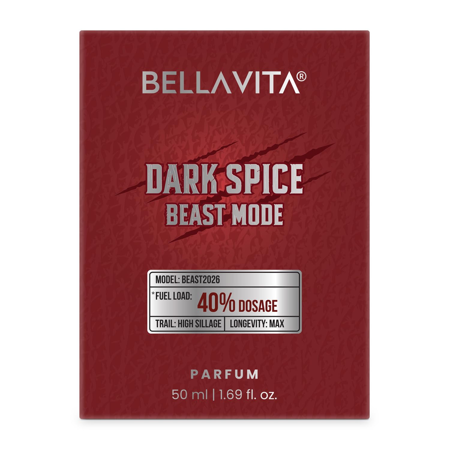 Bellavita Dark Spice Beast Mode parfum packaging on a white background