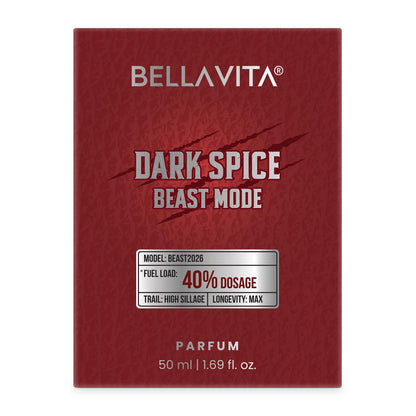 Bellavita Dark Spice Beast Mode parfum packaging on a white background