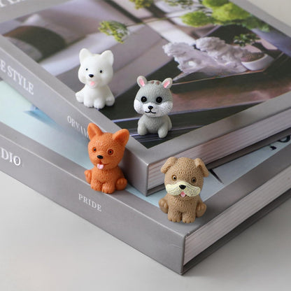 4 Pcs Cartoon Puppy Ornaments Cute Miniature Dog Figurine Animal Dog Characters Toys for Home Garden Dollhouse Cake Topper Decoration