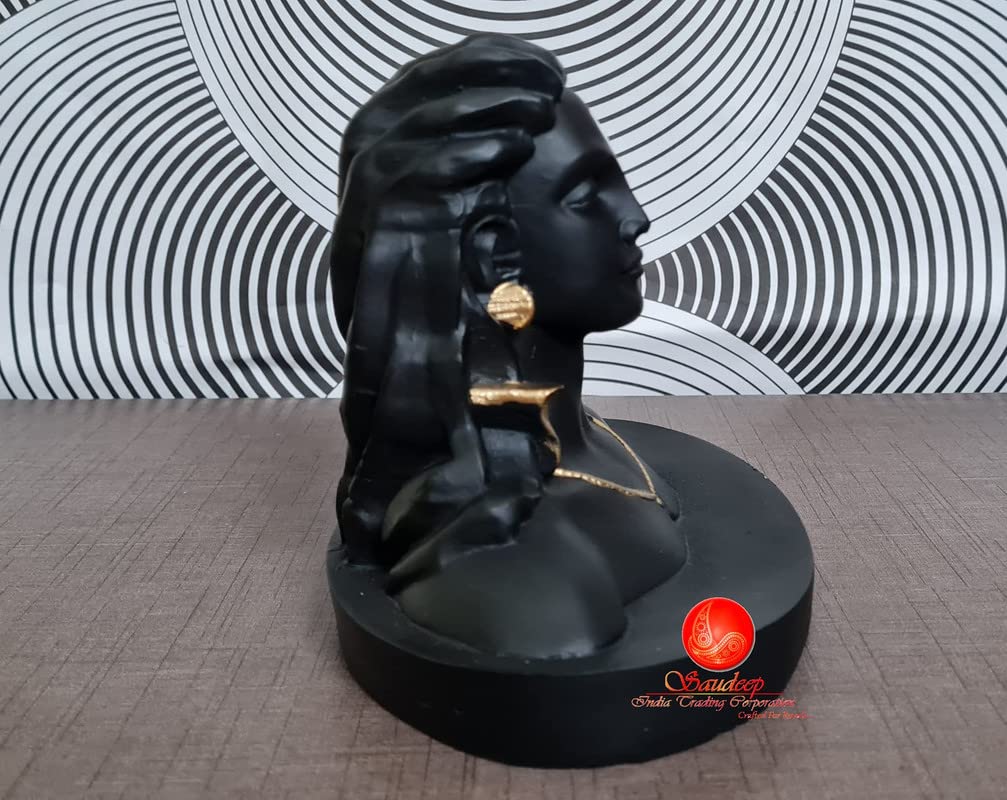 Adiyogi Shiva Murti | Lord Shiva Figurine | Polyresin Mahadev Idol Shankara Pooja & Gift Showpiece Items for Home Decor, Temple Puja Mandir Decoration (Black)