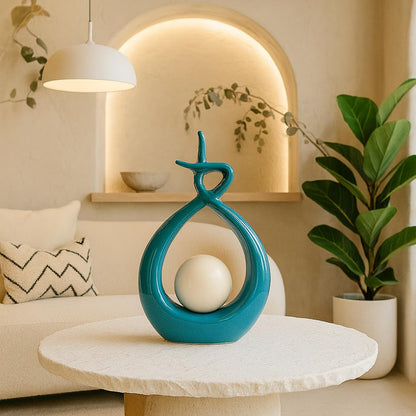 Xtore Beautiful Ceramic Spiral Design Statue for Home Decoration (Pack of 1, Sky)