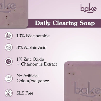 BAKE 10% Niacinamide + 3% Azelaic Acid Scrub Treatment Soap (200 Gms Pack of 2) for Body & Back Acne, Reduces Strawberry Legs | Fades Dark Spots | Non Drying Formula | Soap For Men & Women | 100g x 2