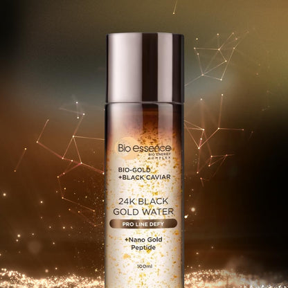 Bio-Essence Bio-Gold 24K Gold Black Gold Water (100ml) | Essence for Hydrating skin, Smoothening wrinkles, Glowing skin and Reducing Dark spots | For all skin types