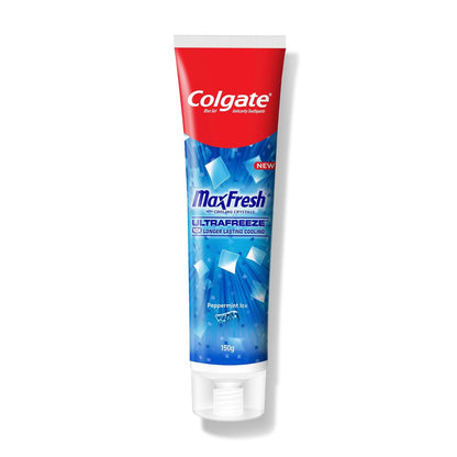 Colgate MaxFresh Breath Freshner Cavity Protection Toothpaste, 150g, Peppermint Ice, Blue Gel Paste with Menthol, Cooling crystals for fresh breath