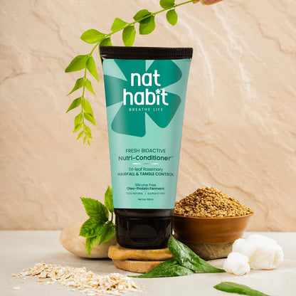 Nat Habit Rosemary Conditioner for Women & Men Hairfall | Bio-activated for Dry & Frizzy Hair | Moisturizing & Nourishing with Argan Oil for Shiny Hair, Suitable for Curly, Dry & Frizzy Hair & Oily Scalp,150ml