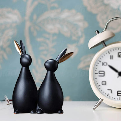 Resin Rabbit Figurines for Home Decoration (Pack of 1, Black)