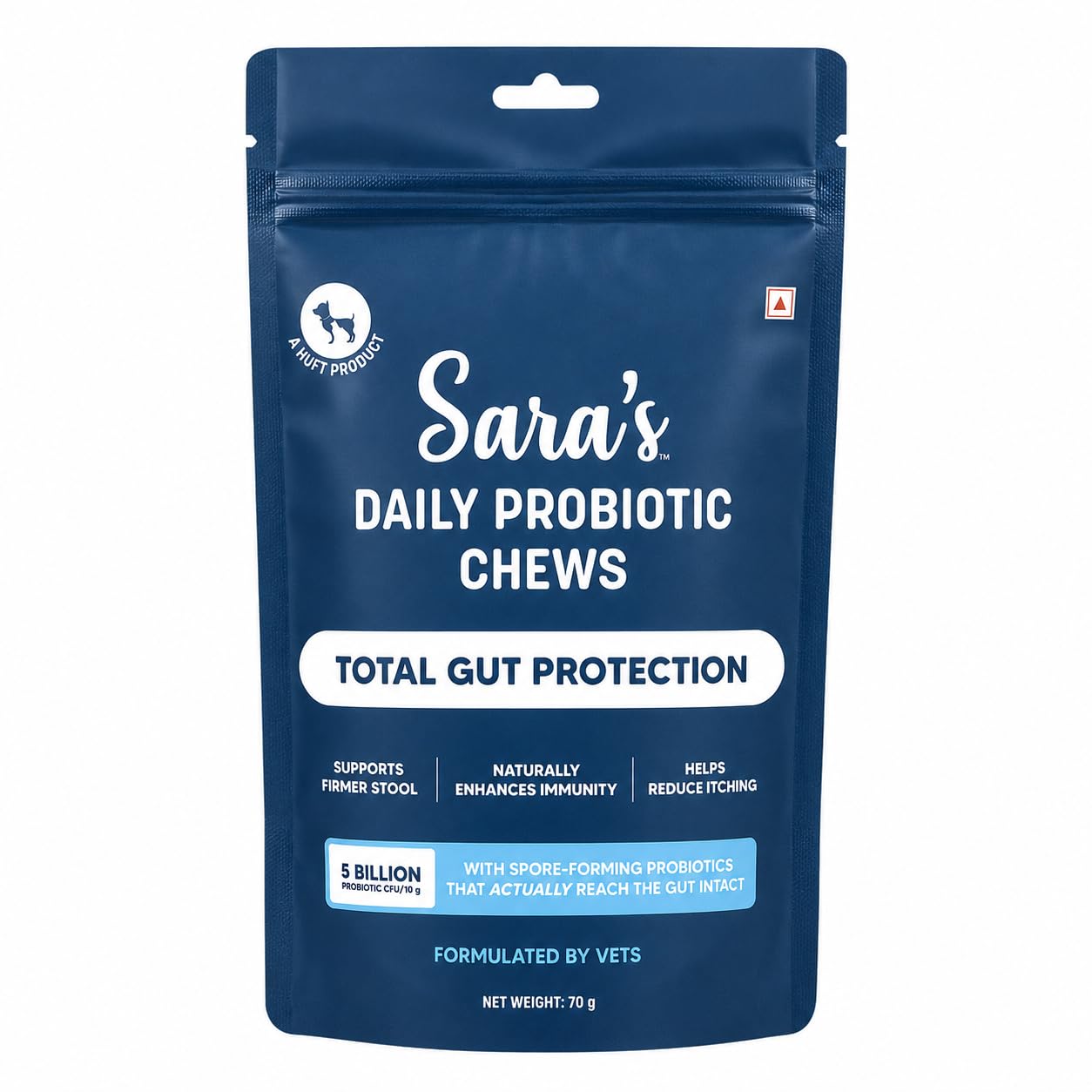 Sara’s Daily Probiotic Chews for Dogs – 70g | Gut & Digestive Health Treats | Supports Digestion, Immunity & Overall Wellness | All Breeds, Puppies & Adults