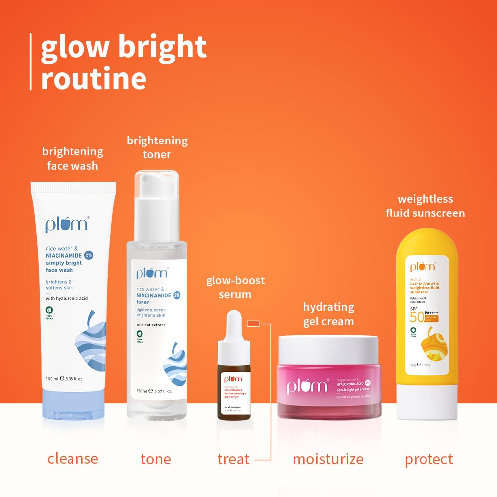 Plum 10% Vitamin C & Calendula Barrier Boosting + Glow Serum 10ml | 3% Niacinamide, 1% Hyaluronic Acid & Ceramide Complex | Reduces Pigmentation & Dark Spots | Boosts Glow | For Men & Women | All Skin Types