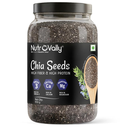 NutroVally Chia Seeds |Help for weight loss|Rich in Omega-3, Calcium, Protein, Fiber & Antioxidants| chia seeds| Healthy Snack for Immunity & Digestion |chia Seed for skin glow|Edable seeds