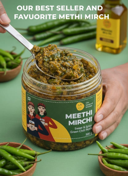 The Mustard Women Meethi Mirch 300 g | Indian Himachali Sweet Chilli Pickle | Homemade Style Recipe with Authentic Spices | Mildly Spicy & Sweet Taste