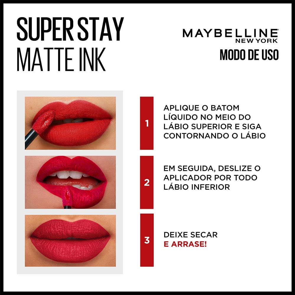 Maybelline New York Superstay Matte Ink Liquid Lipstick, Revolutionary | No budge bold color for 16H | Transferproof, Waterproof, Foodproof | Brown skin friendly