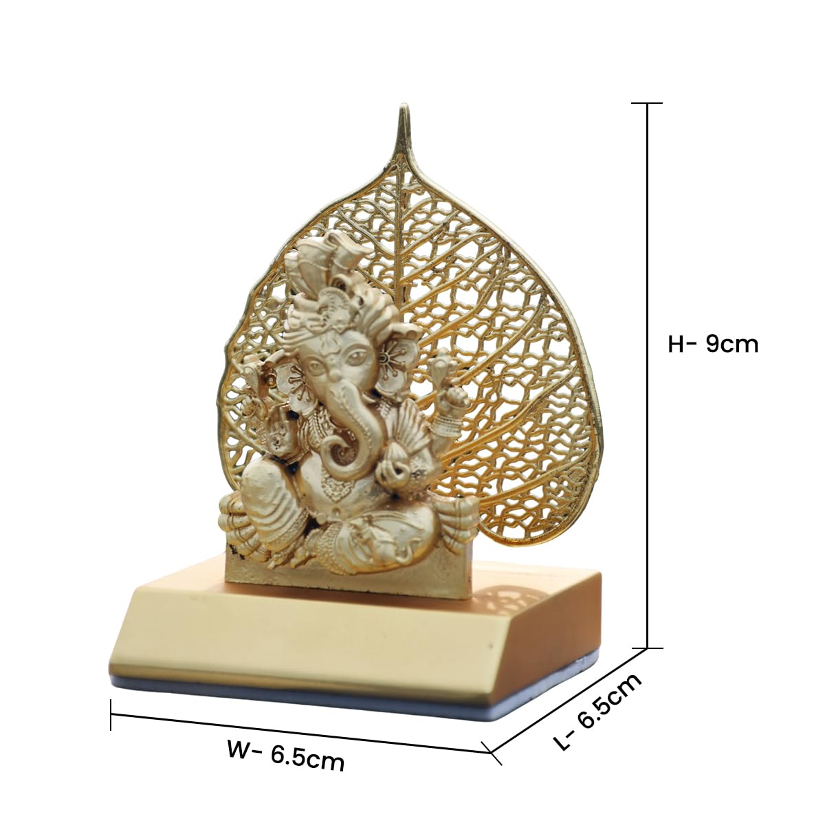 Metal Ganesha Idol for Car Dashboard Home Decor Golden Ganesh Ji Statue Showpiece Diwali New Year Gift for Corporate Client, Friends, Employees Spiritual Good Luck Gift