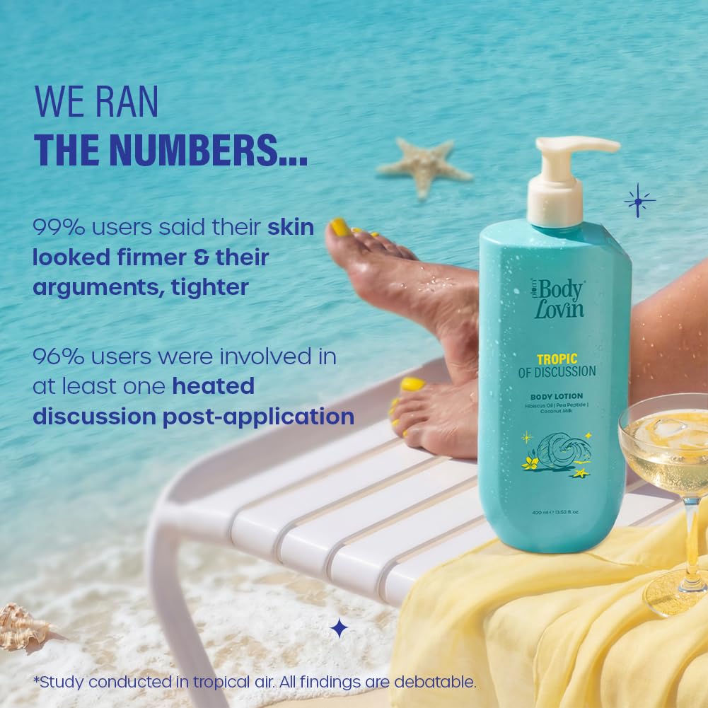 Plum BodyLovin’ Tropic Of Discussion Body Lotion | Firming & Tightening Body Lotion | Lightweight Hydration | Hibiscus Oil, Pea Peptide & Coconut Milk | Fresh Tropical Fragrance | 400 ml