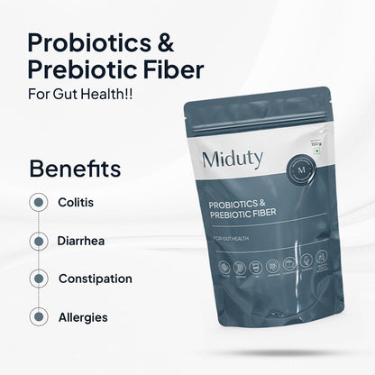 Zephivo Miduty Palak Notes Probiotics Prebiotic Powder for Gut Health - Men - Women - Kids - Patented Lacto Bacillus Coagulans - Immunity Support - Constipation Help- 150 gm