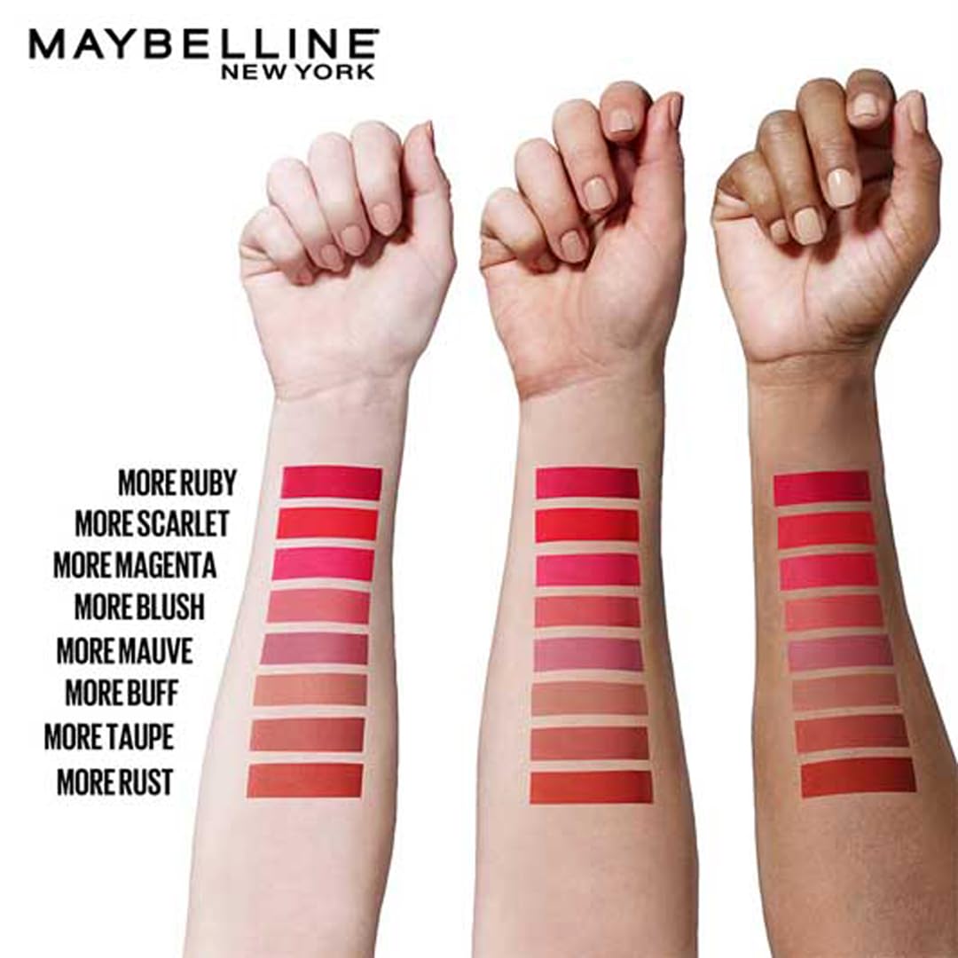 Maybelline New York Lipstick, Matte Finish, Bold Colour, Enriched With Jojoba Oil, Color Sensational Ultimattes, 799 More Taupe, 1.7 g