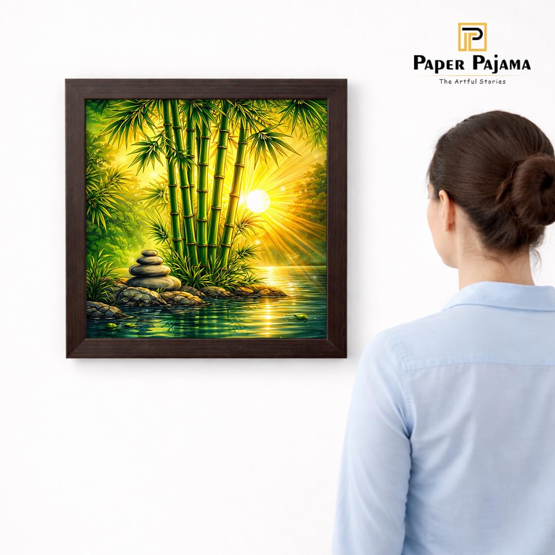 Bamboo Forest Vastu Calm Zen Nature Harmony Green Serenity Tranquil Framed Poster Artwork Decor Painting