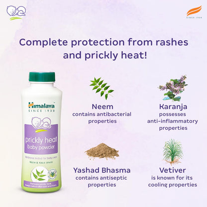 Himalaya Prickly Heat Baby Powder 200g | with Neem, Yashad Bhasma, and Vetiver | Relieves prickly heat | with Neem, Yashad Bhasma, and Vetiver, Relieves prickly heat