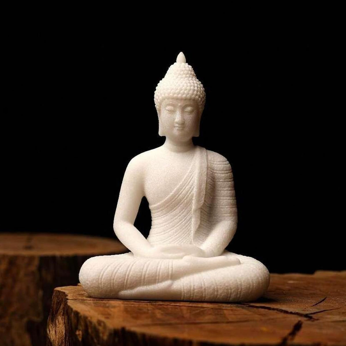 Nostrae White Buddha Show Pieces for Home Decor Living Room Decor Items | Cute Showpieces Gift Item for Decoration | Serene Center Table Tv Showcase Office Interior Statue Figurines