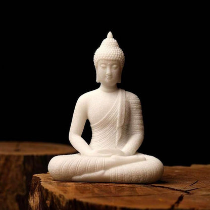 Nostrae White Buddha Show Pieces for Home Decor Living Room Decor Items | Cute Showpieces Gift Item for Decoration | Serene Center Table Tv Showcase Office Interior Statue Figurines