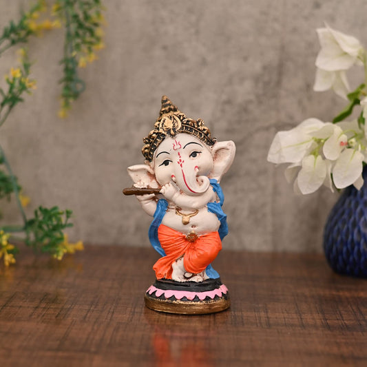 Baby Lord Ganesha Idol Playing Flute, Hindu God Shri Ganesh Statue Idol Bhagwan Ganpati Decorative Showpiece Gift Item (Flute Ganesha Standing)