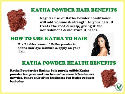 Namo Organics - Katha Powder - 200gm - for Hair Colour | Fresh Catechu in Zipper Pouch