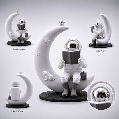 Astronaut Figurine Showpiece for Home Décor, Office Desk, Car Dashboard & Table Decoration | Space Astronaut Statue Collectible Gift for Home, Room & Workspace (Moonstar Silver)