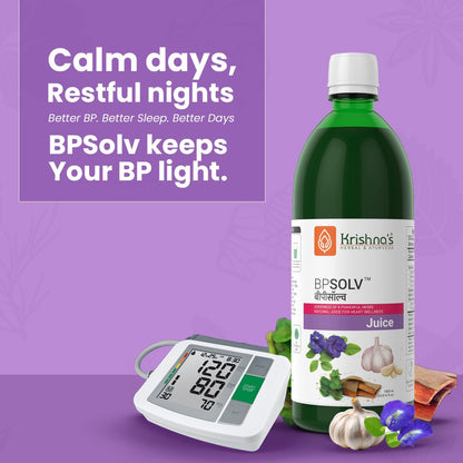 Krishna's BPSOLV Juice with 8 Herbs – Natural Support for Blood Pressure | Herbal Formula for Heart Health, Circulation & Overall Wellness - 1000 ml