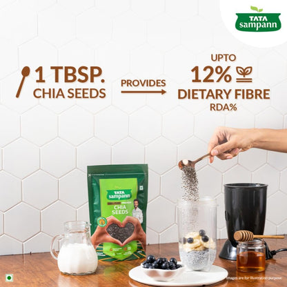 Tata Sampann Pure Chia Seeds, 200g, Rich in Calcium & Protein, Source of Iron, Trans Fat Free, Rich in Magnesium, Rich in dietary fibre, Rich In Omega 3 Fatty Acid
