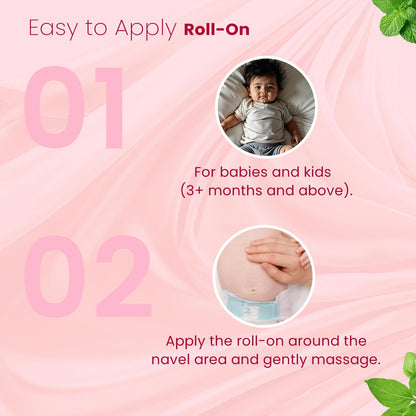 BabyOrgano Colic Hing Tummy Roll On for Babies 0+ Months | Colic, Gas, Constipation & Indigestion Relief | Hing, Sowa, Fennel & Ginger Oil | 100% Ayurvedic | Petroleum-Free & Alcohol-Free | 40ml ( Pack of 1)