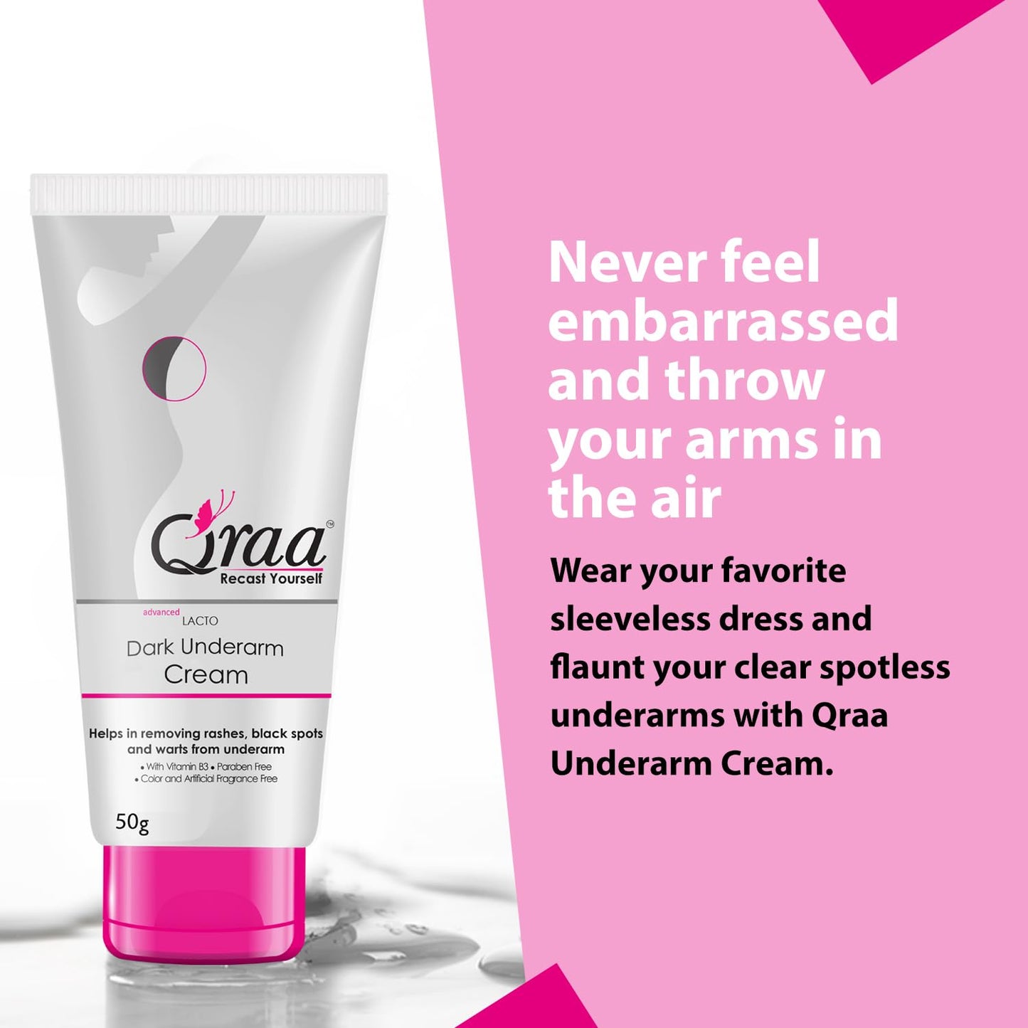 Qraa Advanced Lacto Dark Underarm Cream,For Even Toned Underarms | Paraben Free | For Dark Body Parts| (50gm)
