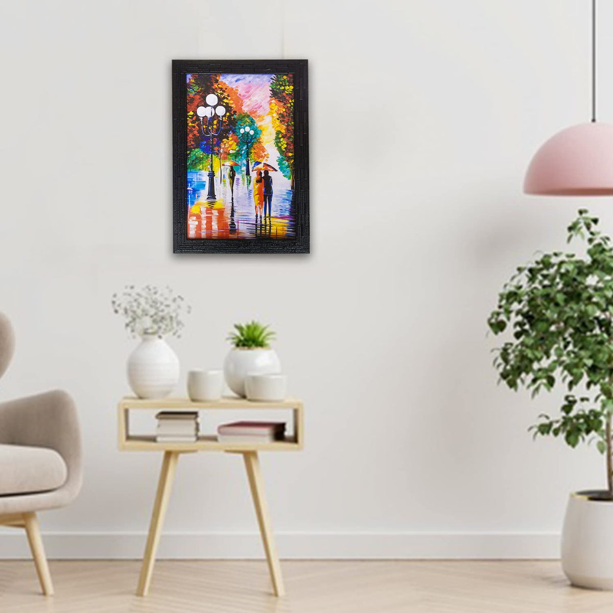 Abstract Art Wooden Framed Painting | Ready to Hang- (Wooden Frame, Multicolor, 10inch x 14 inch)