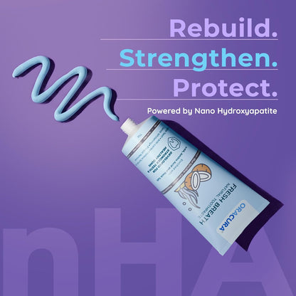 ORACURA® Fresh Breath Natural Toothpaste (Coconut & Blue Spirulina) | Fights Bad Breath & Promotes Oral Balance | Fluoride-Free, SLES-Free | 75g