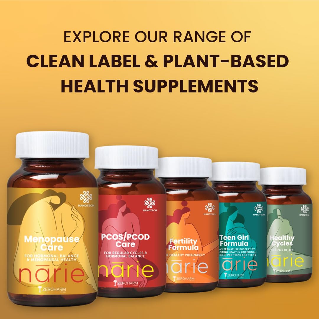 ZEROHARM Narie Menopause Supplements for Women | Shatavari, Black Cohosh & Chasteberry Extract | Helps With Hot Flashes & Night Sweats Relief, Hormone Balance & Mood Support | 60 Nano Tablets
