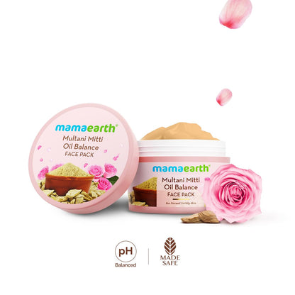 Mamaearth Multani Mitti Oil Balance Face Pack with Multani Mitti & Bulgarian Rose for Normal to Oily Skin 200g | DIY-like Texture | Controls Oil & Acne | Clay Face Mask | Free From Harmful Chemicals